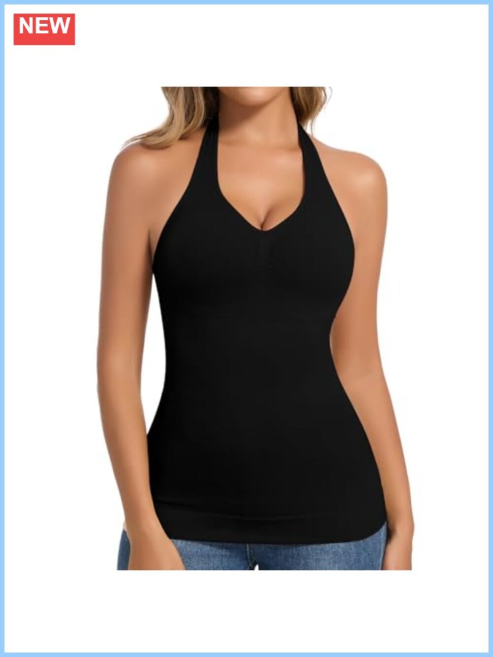 JOYSHAPER Shapewear Camisole Built In Bra Halter Neck Tank Top